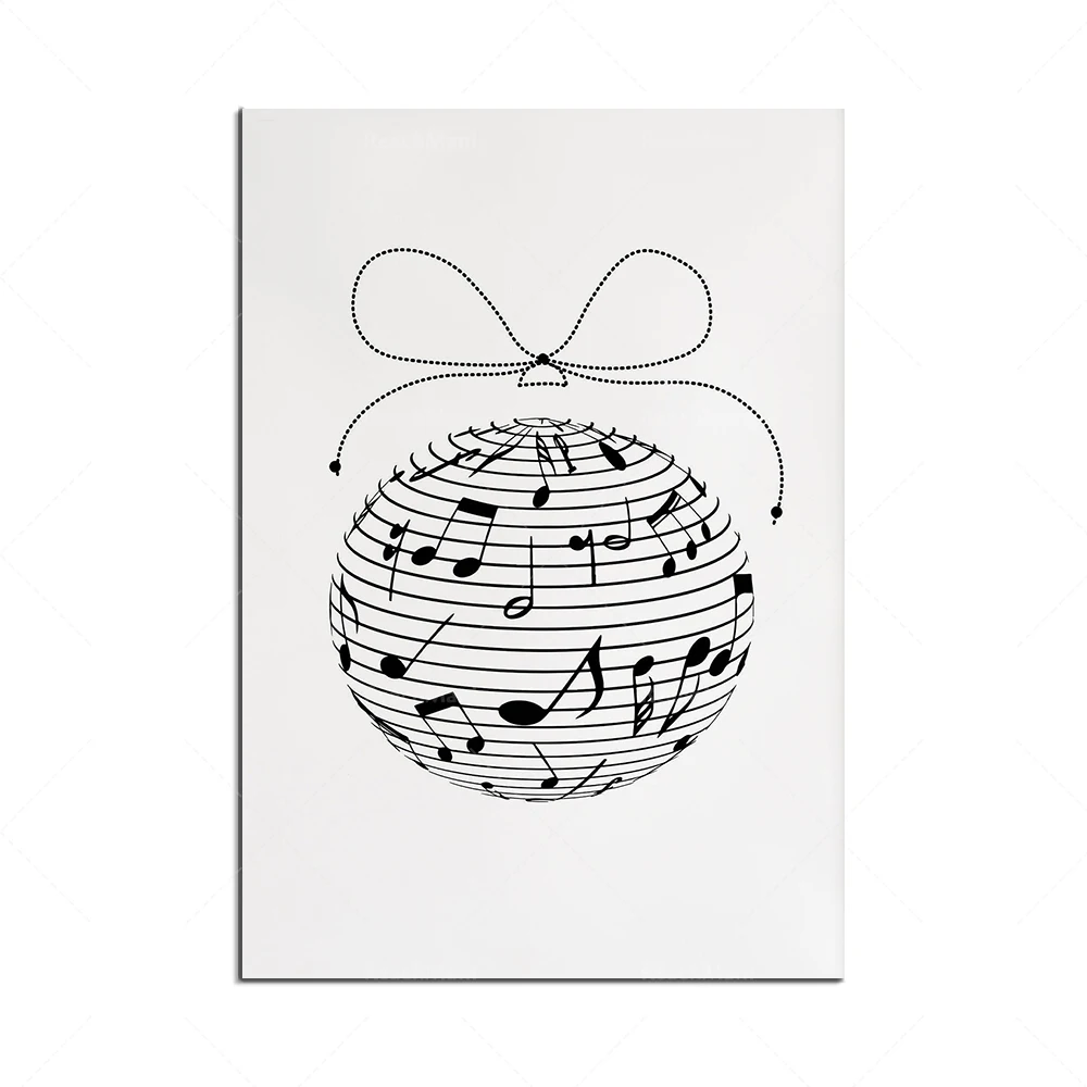 Minimalist music wall art print, Christmas music print, holiday home decoration annotation line Christmas tree print poster