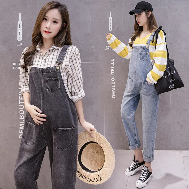 Mono de mezclilla con tirantes para mujer embarazada, pantalón de maternidad, ropa de calle informal, ropa de embarazo
