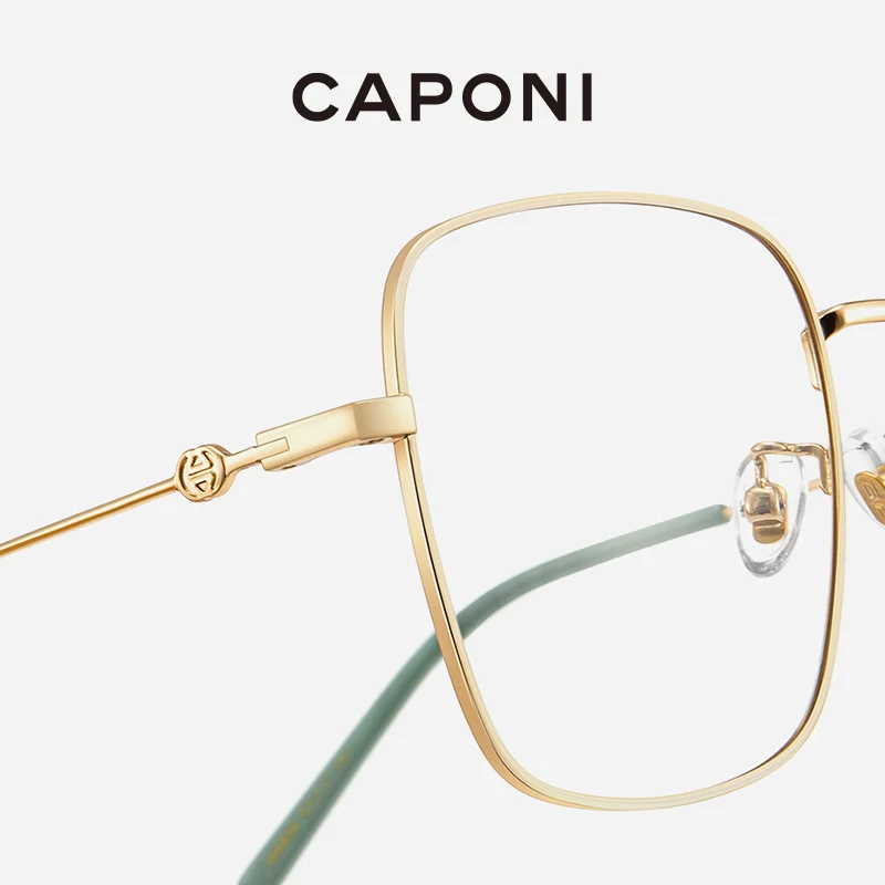 CAPONI Women Glasses Frame Blue Light Blocking Computer Glasses Square Luxury Brand Design Clear Optical Eyeglasses BF4450