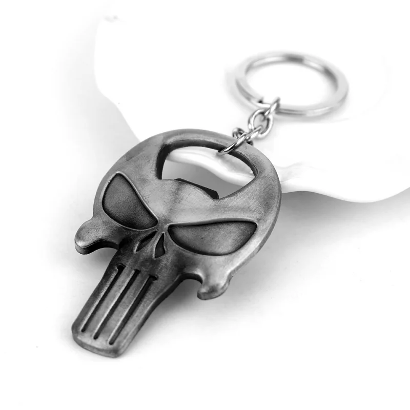 Punisher Skull Key Chain Punisher Skeleton Keyring Men Keychains Terminator Skull Head logo Keychains Men\'s motorcycle key Jewel