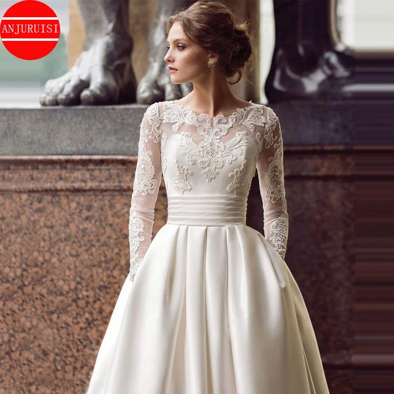 long sleeve wedding dress with open back Sheer Long Sleeves Lace Wedding Dresses Backless – loveangeldress