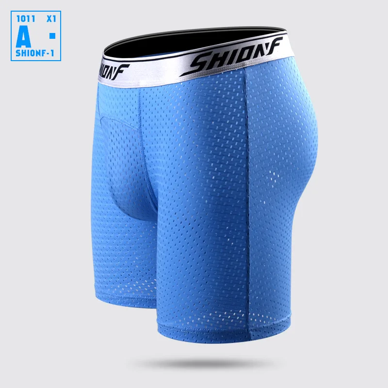 Shionf Long Boxer Men Cuecas Mesh Breathable Underwear Male Underpants Man Boxer Shorts Homme Ice Silk Sportswear Men Size 7XL