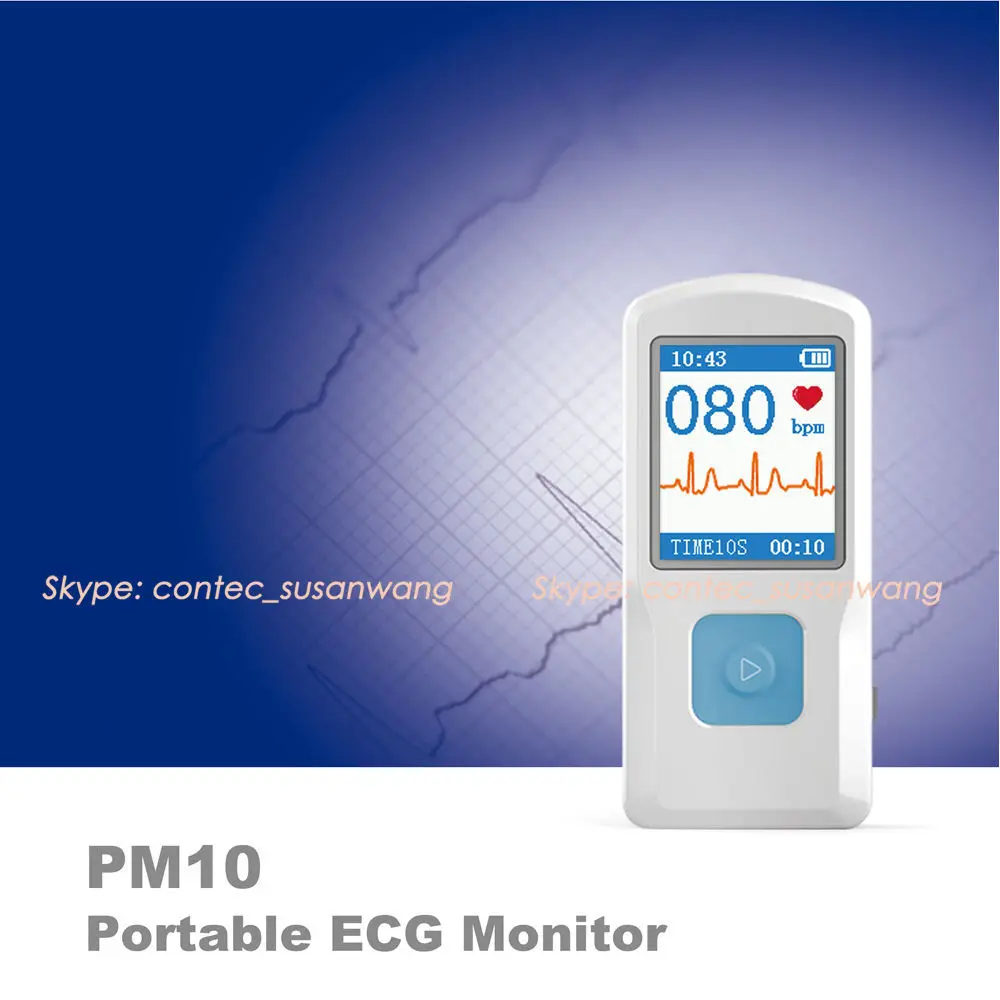 Portable ECG EKG Machine Color Screen ECG Monitor Handheld Heart Rate Machine BT USB PC Software Electrocardiogram Monitor