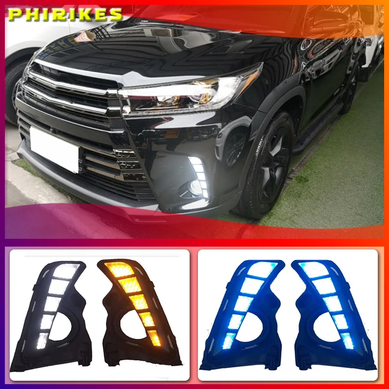 

For Toyota Highlander 2018 2019 2020 Yellow Turn Signal Style Relay Waterproof Car DRL 12V LED Daytime Running Light Day light