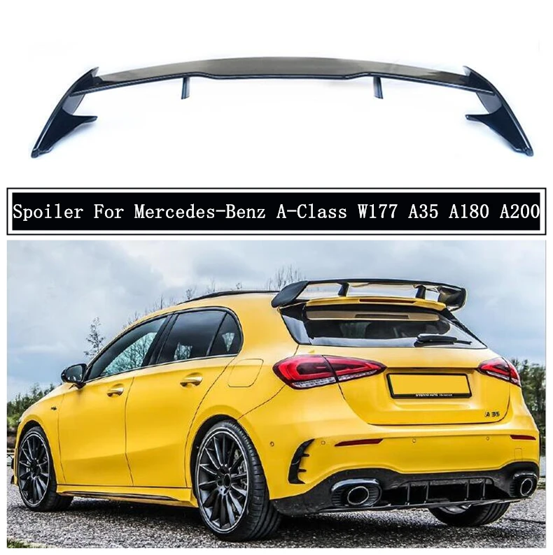 Wing Lip Spoiler For Mercedes-Benz A-Class W177 A35 A180 A200 2019 2020 2021 High Quality ABS Spoilers Paint Bright Black