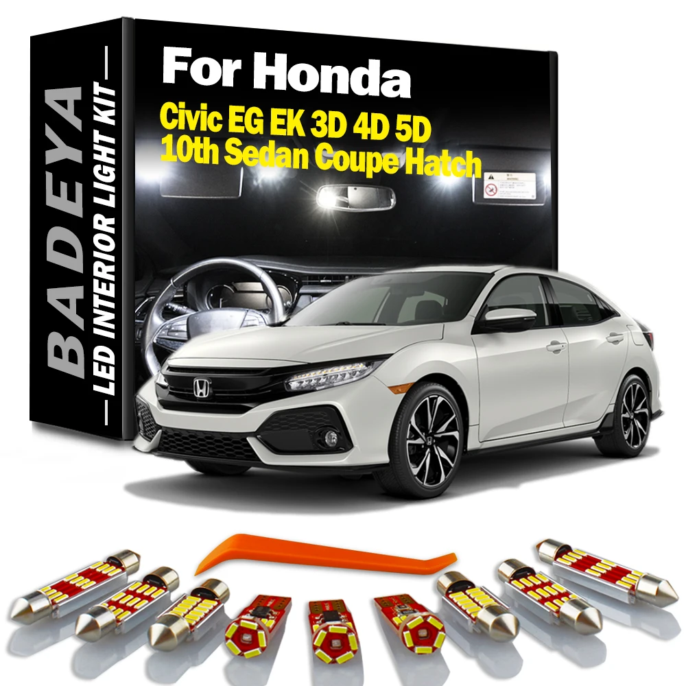 Badeya canbus para honda civic eg ek 3d 4d 5d 10th sedan coupe hatch 1992- 2019 2020 carro led interior mapa cúpula placa kit de luz