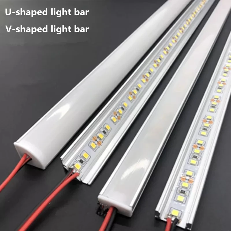 1-10 PCS LED rigid strip DC12V 50CM 20 inch SMD5730 36LEDs U/V-shaped flat LED aluminum channel rigid strip for indoor lighting