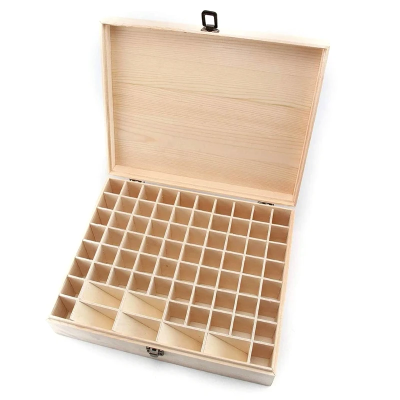 74 Grid Essential Oil Wooden Storage Box Aromatherapy Oil Bottle Organizer Gift Box Multi Square Essential Oil Case Organizer