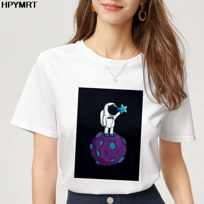 

Fun space travel T Shirts Women Aesthetic Ullzang Cartoon T-shirts new Harajuku Tshirts Fashion casual Top Tees Female clothing