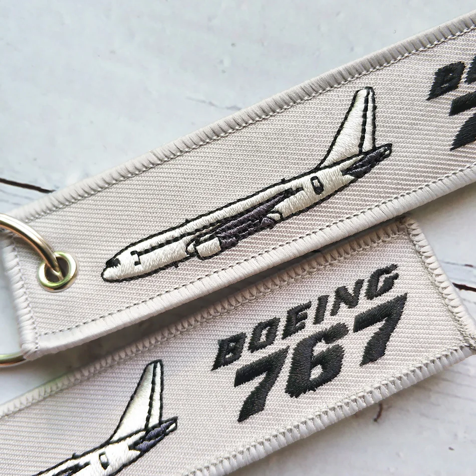 1 Set Grey Boeing 767 Plane Bracelet Phone Strap Embroidery Keys ID Card Gym Straps USB Badge Holder for Aviator Christmas Gift