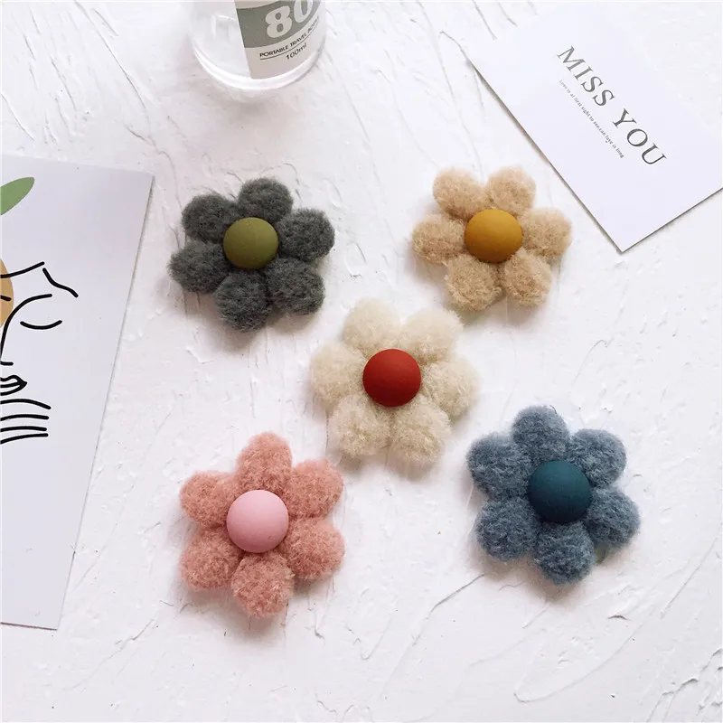 7CM 30Pcs/Pack Handmade Autumn Winter Dress Shoes Hats Woolen Flower Diy Hair Accessories Jewelry Making