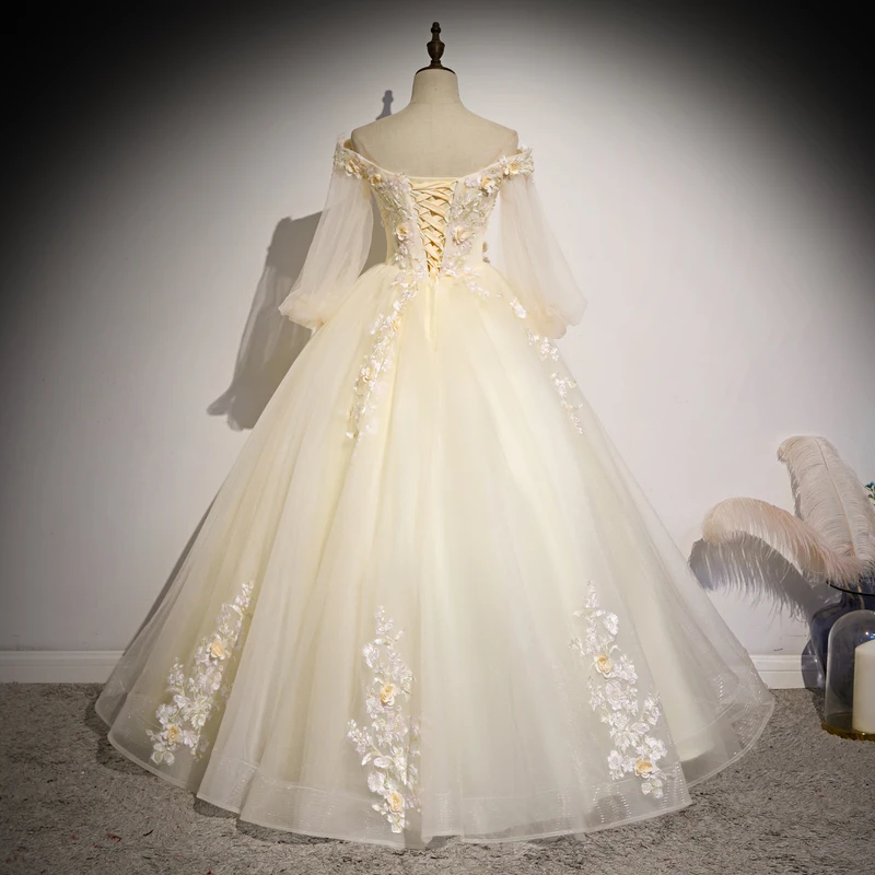 فستان Quinceanera 2021 جديد فستان حفلة gryfone نصف كم قبالة الكتف ثوب الكرة أنيقة الأزهار طباعة ثوب Vestidos