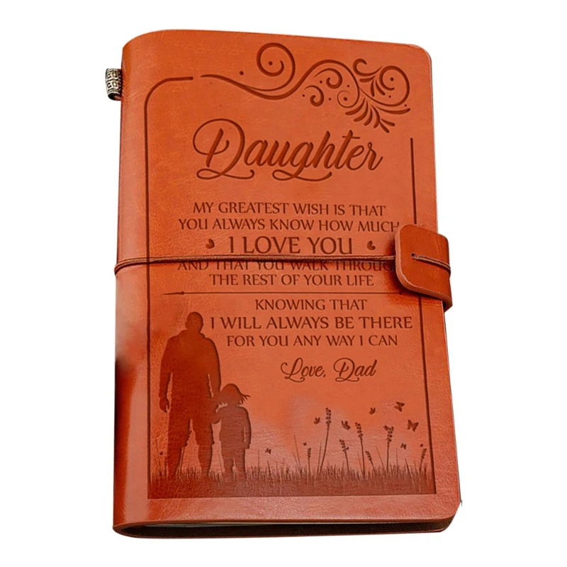 QX2B خمر جلد كتاب رسم يدوي دفتر ملاحظات بغلاف مُجلّد يوميات يد حساب إلى ابنتي جدول المفكرة قرطاسية مدرسة