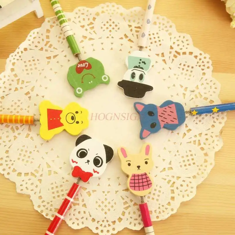 1pcs Cute wooden cartoon animal pencil creative school supplies wooden