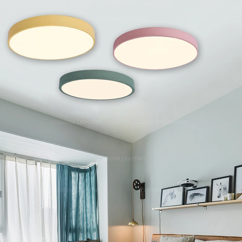 

Round ceiling lamps modern LED loft light for girls/kids' room yellow/pink/white/black bedroom ceiling lights in hallway kitchen