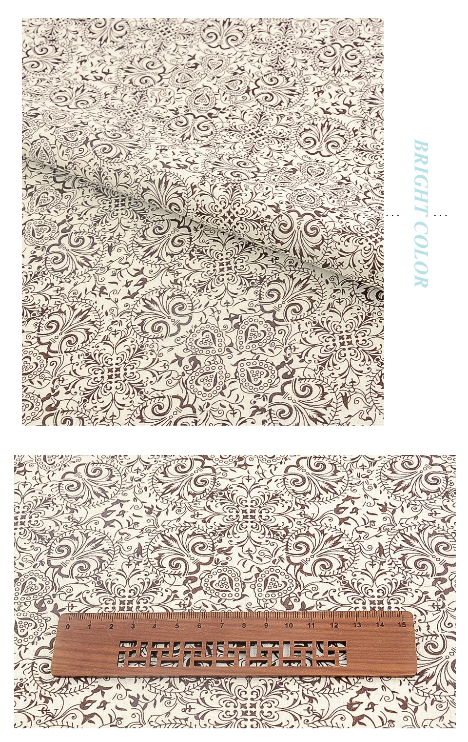 Teramila Vintage Floral 100 % Baumwolle bedruckter Stoff dünner Stoff für Puppen, Bastelmaterialien, Patchwork-Nadelarbeiten, Meterware – Detail 14