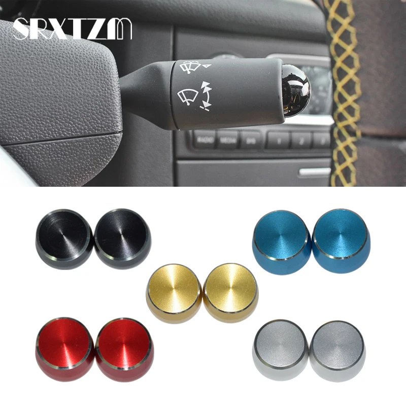 2Pcs Steel Dial Lamp Switch Cover for Benz Smart Fortwo 451 2009-2014 Car Wiper Gear Cap Decorative Car Styling Silver