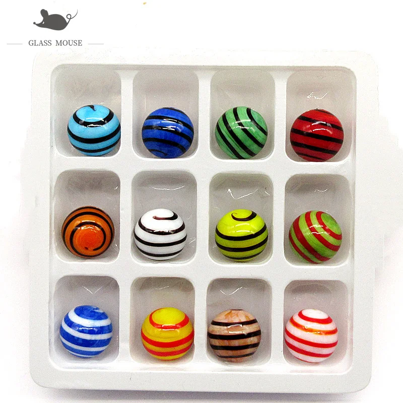 Abalorios de bolas de mármol de vidrio hechos a mano para niños, accesorios de decoración para el hogar, jarrón de tanque de peces, juego de pellets rellenos, juguetes para niños, 18mm, nuevo