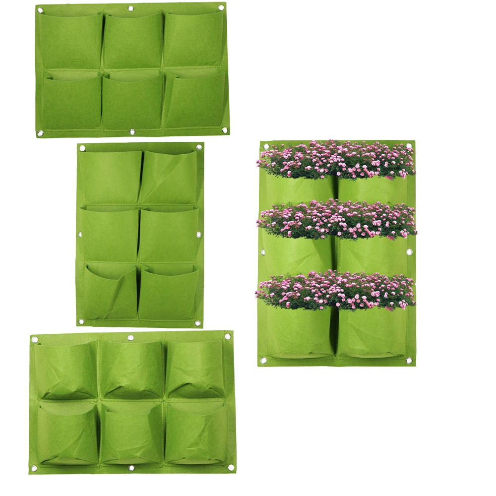 

2PCS Vertical Hanging with 6 PocketsIndoor and Outdoor Garden wall planters Waterproof Planting Bags