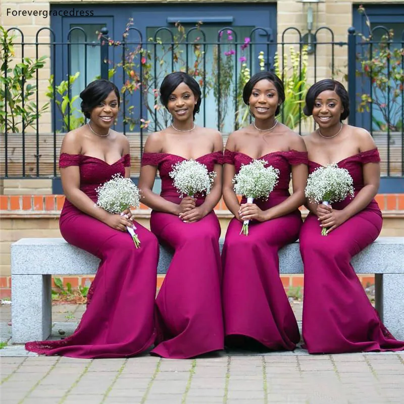 African Girls Mermaid Bridesmaid Dresses Off The Shoulder Maid of Honor Gowns Wedding Guest Tailor Made Plus Size Available