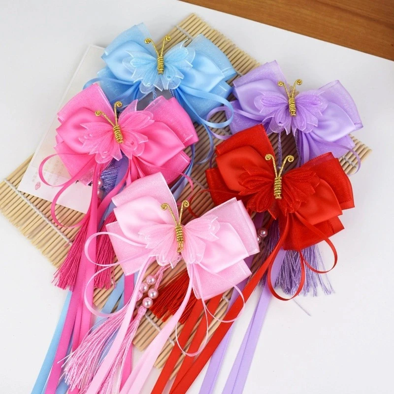 

Handmade Fashion Boutique Hair Accessories Ribbon Tassel Hair Barrettes Girl Hair Clips Hairpin Children Headwears Butterfly 062