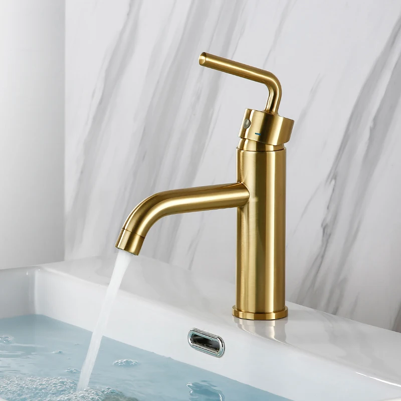 

Brass brushed gold bathroom sink faucet Cold hot water basin mixer faucet high quality faucet