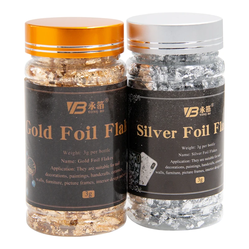 3g Imitation Gold Sliver Copper Foil Sequins Glitters Craft Leaf Flake Sheets Bulk Foil Paper For Gilding DIY Nail Art Decor
