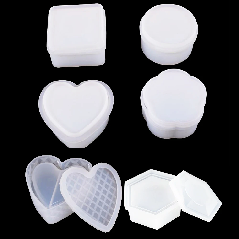 

Heart Shape Resin Silicone Mold Storage Box Mold For Jewelry Making Cut Mold DIY Crystal Epoxy UV Gift Box Jewelry Tools Moulds