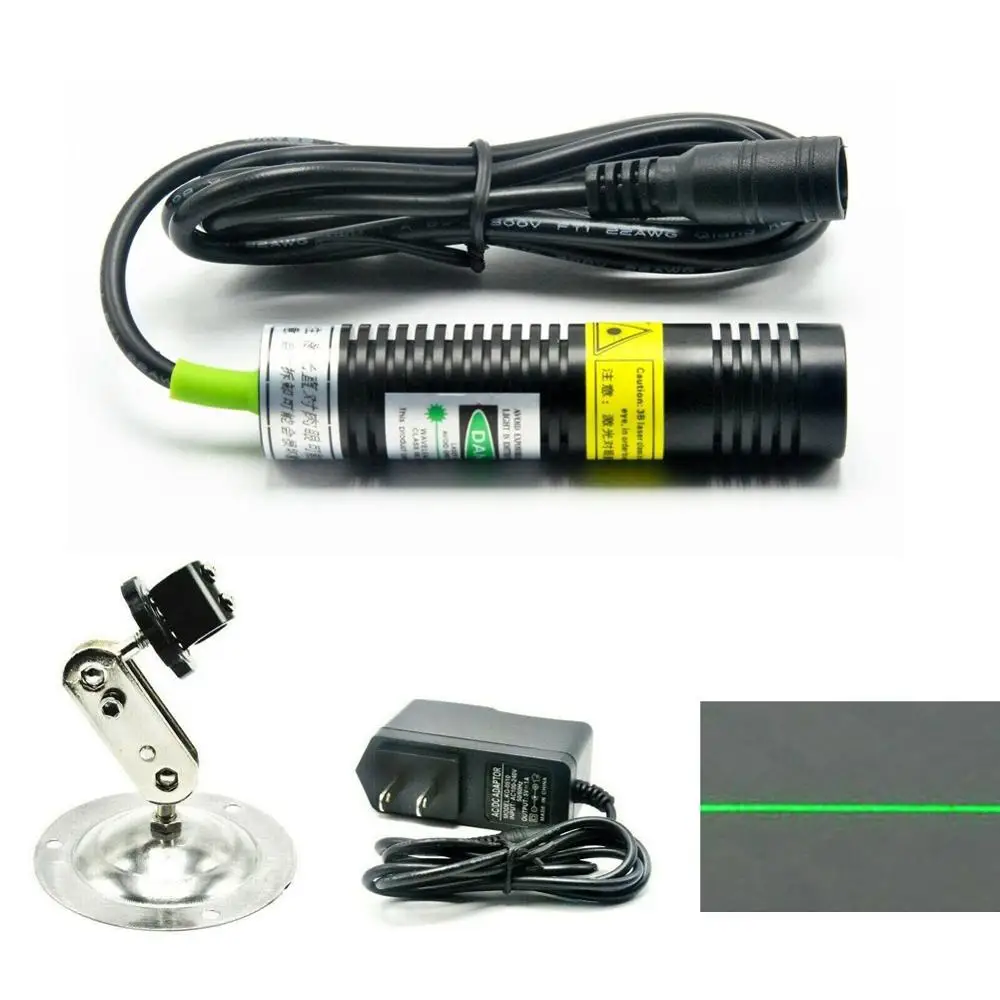 532nm 50mW Green Focus Line Locator Laser Diode Module Clear Positioning 5V Adapter Adjustable Holder