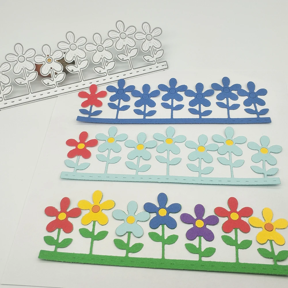 1 row of 7 small flowers wedding metal cutting die, scrapbook, photo album, greeting card, DIY decoration, handmade art