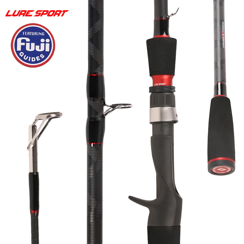 LureSport Travel Fsihing Rod 2.1m/2.4m FUJI Guide Reel Seat X-Cross Carbon Spin Cast Lure Fishing Rod