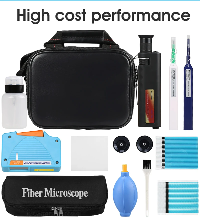 

Fiber Optic Cleaning Kit/Fiber Optic FTTH Tool Kit FTTX Network Testing Tool with Fiber Inspection Microscope