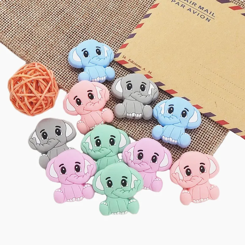 

Chenkai 10PCS BPA Free Elephant Baby Teething Beads Cute Silicone Beads For Food Grade Infant Nursing Teether Toy Accessories