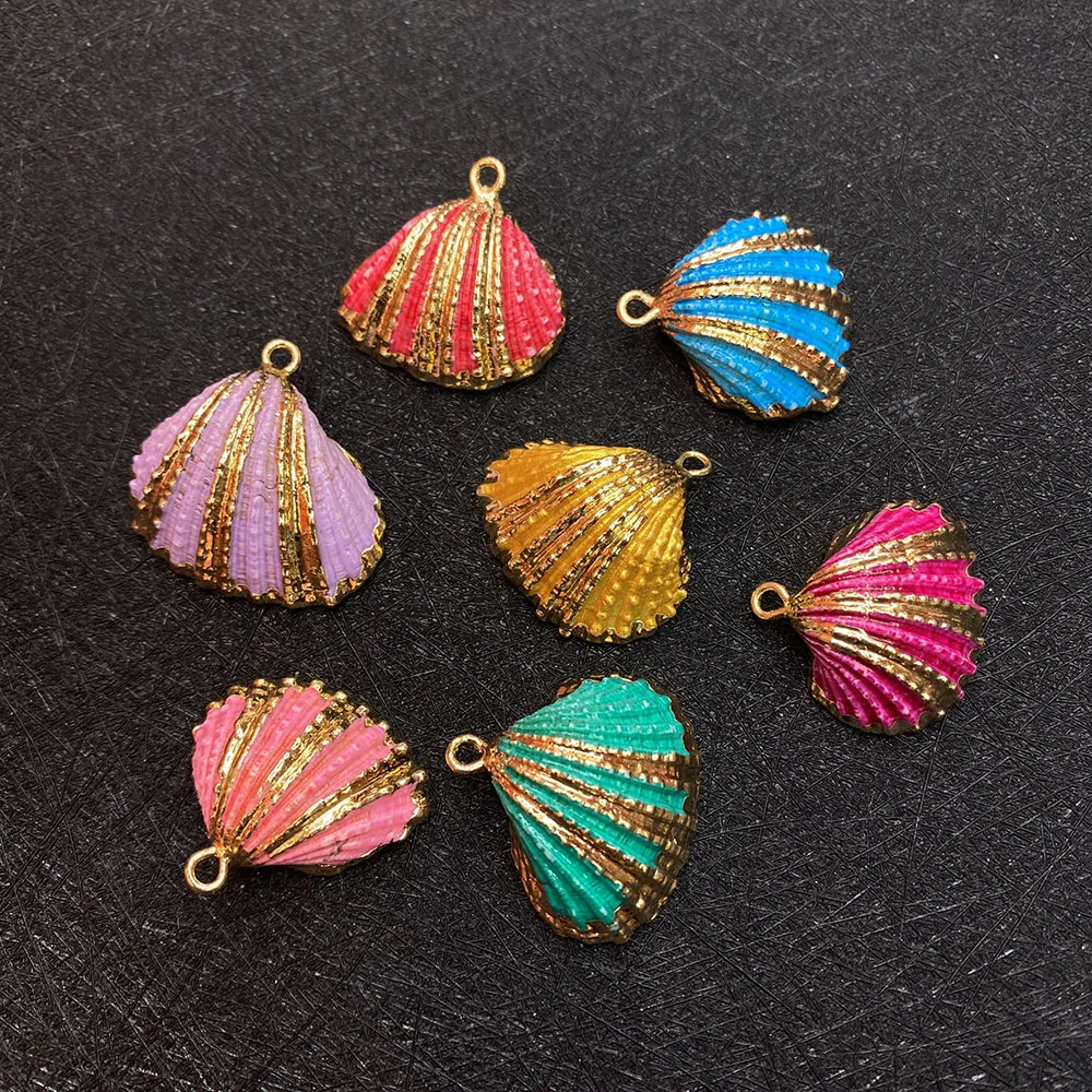 5pcs Natural Shell Pendant Handmade Jewelry Making Shell Necklace Pendant Gilded Color Shell Earrings Accessories Wholesale