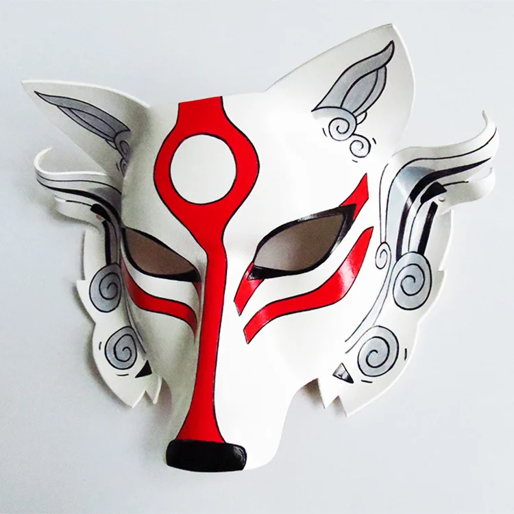 Leather Real Wolf Halloween Cosplay Mask Japanese Samurai Wolf Head Masks Cowhide Ball props Masquerade Party Costume