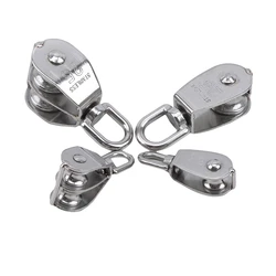 M15/M20 Stainless Steel Pulley Single/Double Wheel Swivel Lifting Rope Pulley Set Bearing Lifting Wheel Tools High Quality