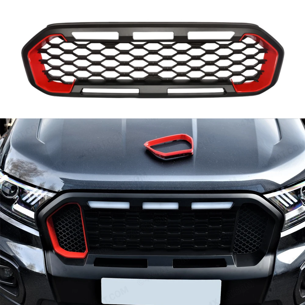 Raptor Style For Ranger T8 Lariat Limited XL XLT MK2 2018 2019 2020 2021 With Light Front Racing Grille Grills Radiator Grilles