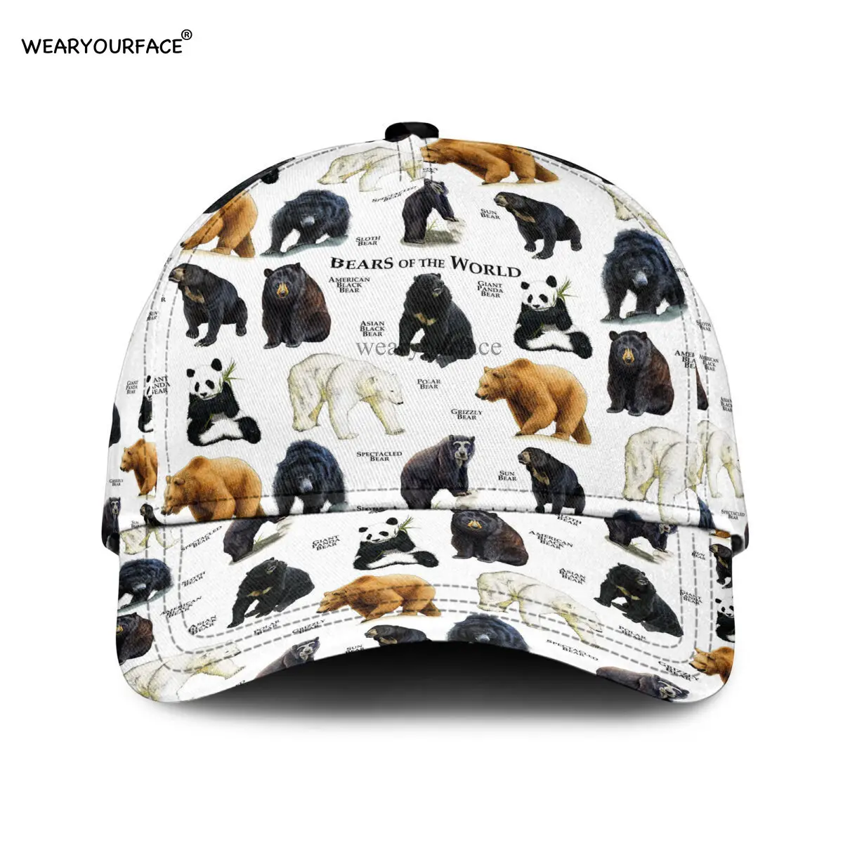 

Panda Bear Collage Baseball Cap Printed Snapback Hat for Men Women Adult Hip Hop Headwear Outdoor Casual Funny Sun Visor