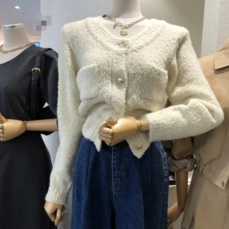 

Fashion elegant cardigan Korean winter ladies temperament all-match long-sleeved knitted cardigan sweater coat jacket women