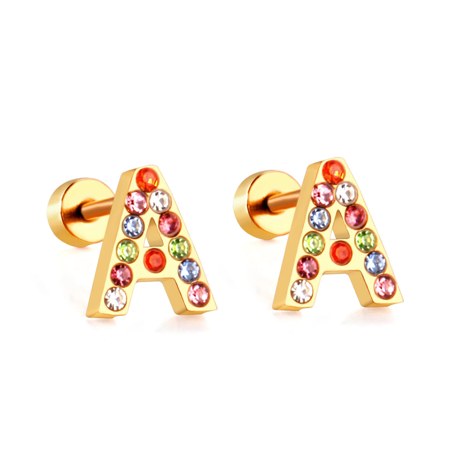 2023 Crystal Earrings for Women Letter Zircon Gold Silver color Fashion Jewelry accessories brinco Gift Wholesale