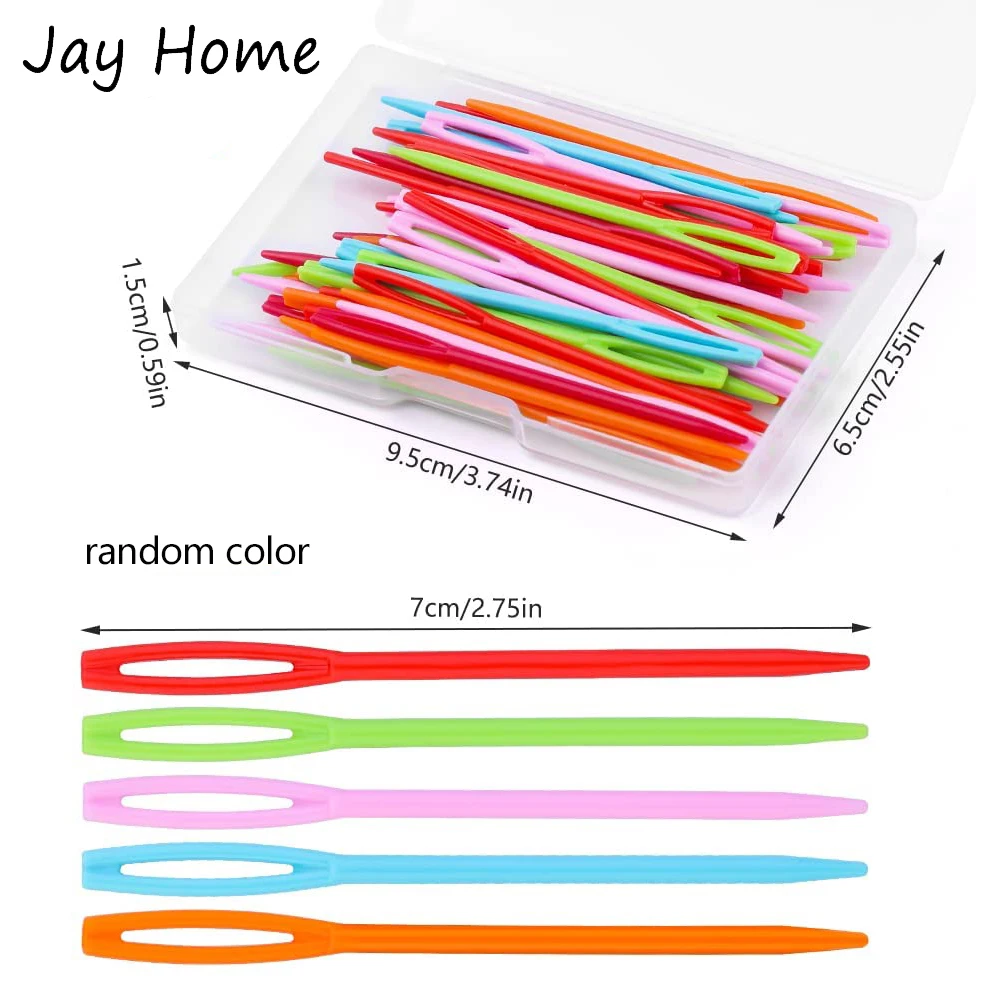 50/100 Large-Eye Plastic Sewing Needles 2.7-inch Yarn Sewing Needle Set Learning Needles for DIY Sewing Yarn Handmade Craft