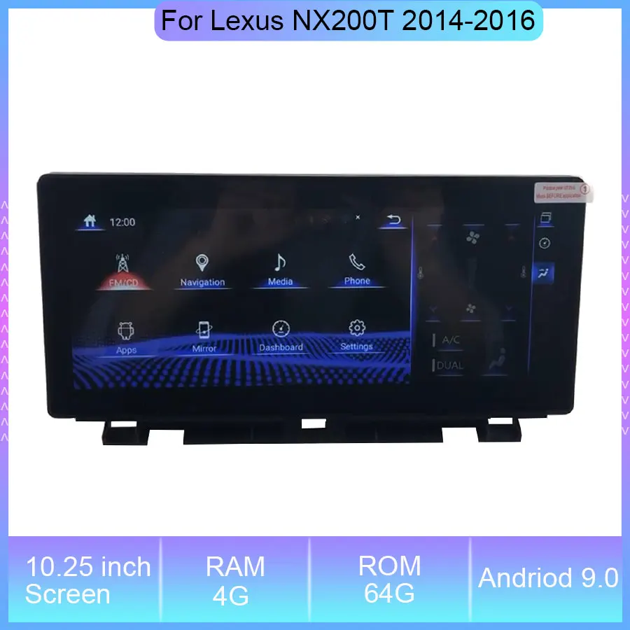 10.25''  Android 9.0 Car Navigation Radio For Lexus NX200T 2014-2016 GPS Navigation Video Headunit Multimedia Radio Stereo