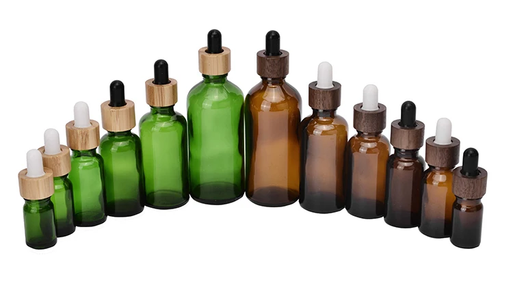 

Four Colours Frosted Glass Bottles with Bamboo Lid 5ml 10ml 15ml 30ml 50ml 100ml Dropper Bottle essential oil bottles