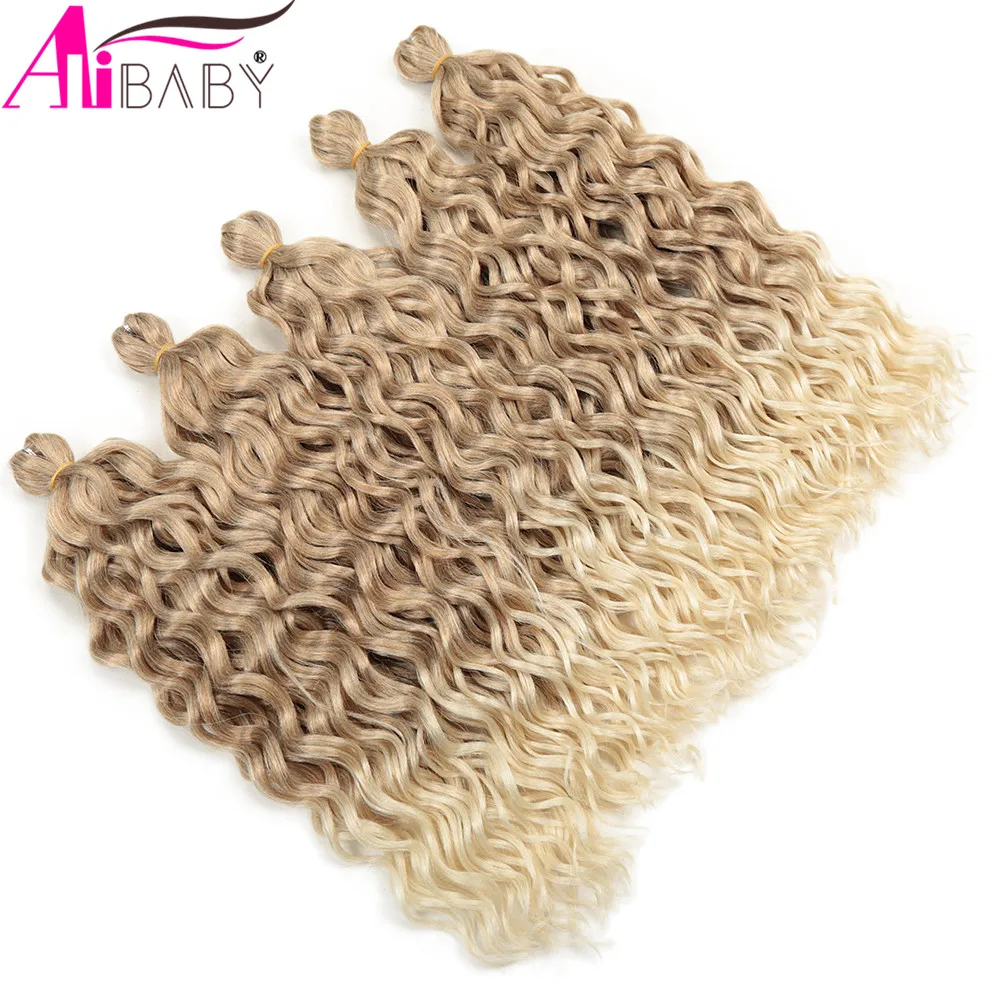 18-24inch Synthetic Crochet Braiding Hair Ocean Wave Braids Hair Extension Pre-Looped Crochet Twist Hair Bulk 90g/Pack Alibaby