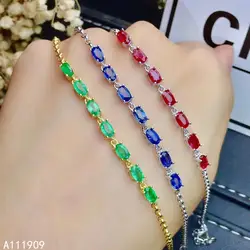 KJJEAXCMY boutique jewelry 925 sterling silver inlaid Natural Sapphire Ruby Emerald Women's Bracelet support detection