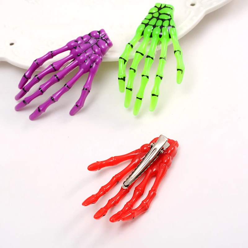 

1pcs Halloween Skeleton Hands Bone Hair Clips For Women Girls Halloween Party Decoration Non-slip Devil Claw Hair Accessories