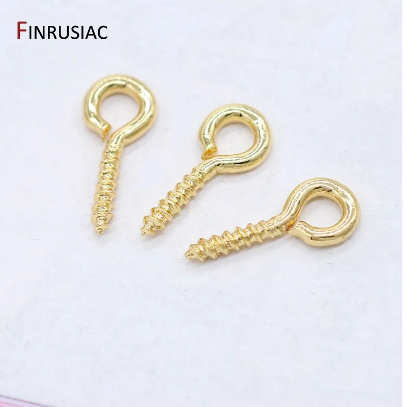 Jewelry Making Screw Eye Pins 14k gold plated Accessories Findings Screw Threaded Hooks Eyelets Clasps Eyepins Hooks