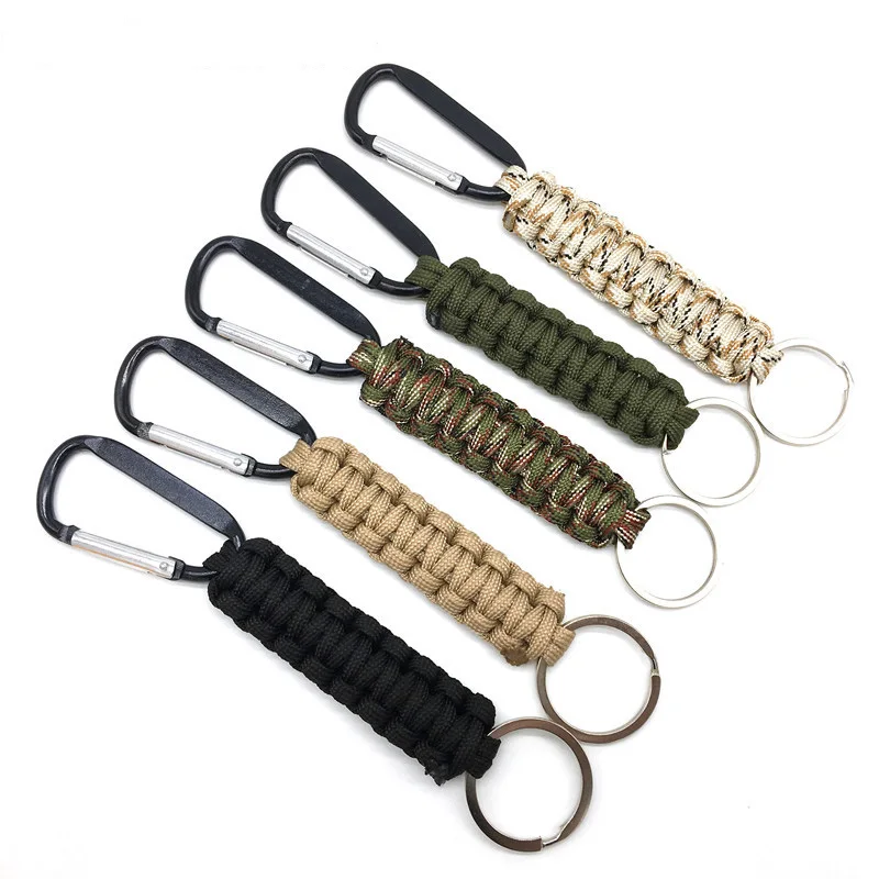 Portachiavi da esterno campeggio militare Paracord corda da campeggio Kit di sopravvivenza nodo di emergenza escursionismo portachiavi gancio fibbia tattica uomo