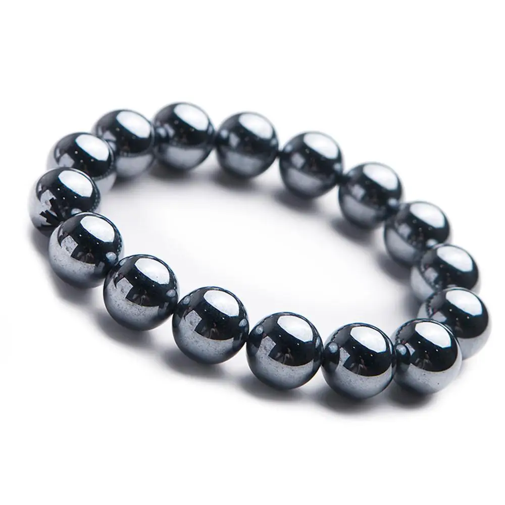 

14mm Natural Terahertz Bracelet Jewelry For Women Lady Men Beauty Gift Crystal Energy Stone Beads Gemstone Strands AAAAA