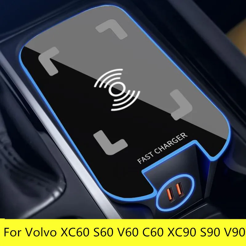 Car Wireless Charger USB For Volvo S90 XC90 XC60 NewS60 V90 Mobile Phone QI Special Charging Board Car accessories v60 NEW XC60